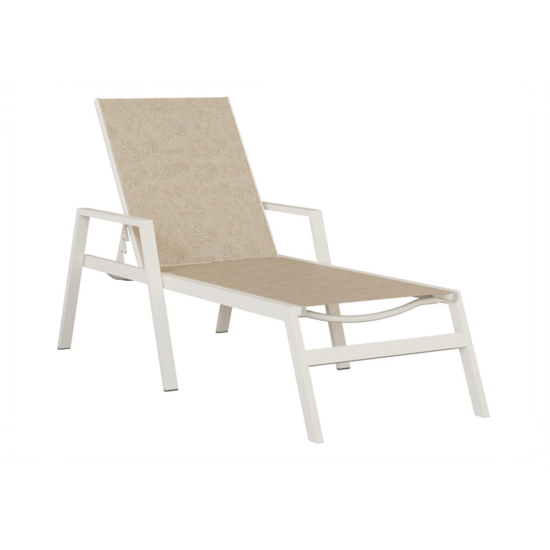 Chaise longue en aluminium blanc mat Colella, Beige jaunâtre, Matte White