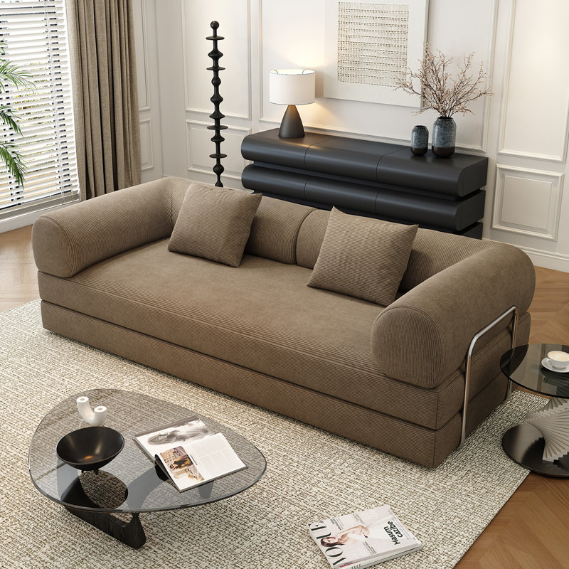 78.8" Modular Sofa Bed - 4-in-1 Convertible Design with Corduroy Fabric and High Density Sponge, Removable Cover and Fixed Frame