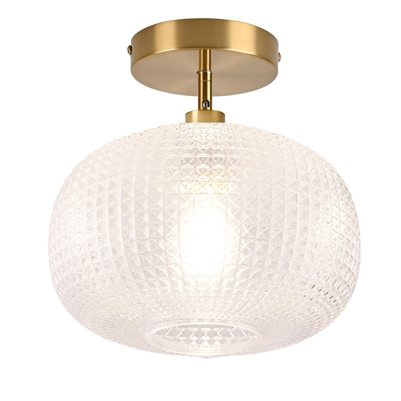 Gold Semi Flush Mount Ceiling Light Fixture,Hallway Light Fixtures,Industrial Close To Ceiling Light,Globe Glass Ceiling Light Fixture,Vintage Ceiling Lamp
