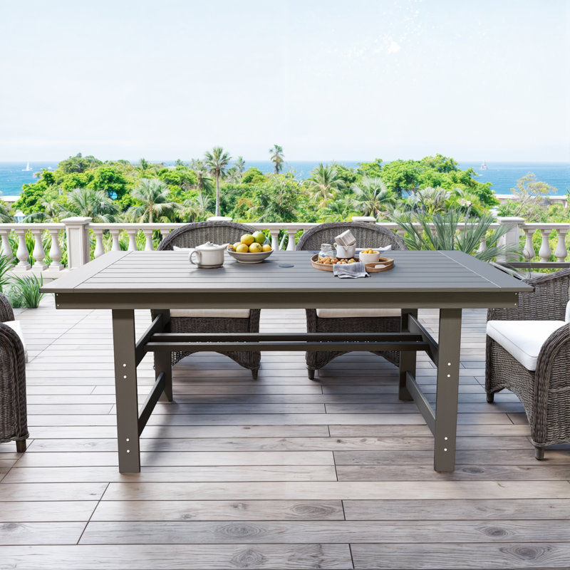 Rectangular Outdoor Dining Table, 70.9" W, 32.7" D, Gray