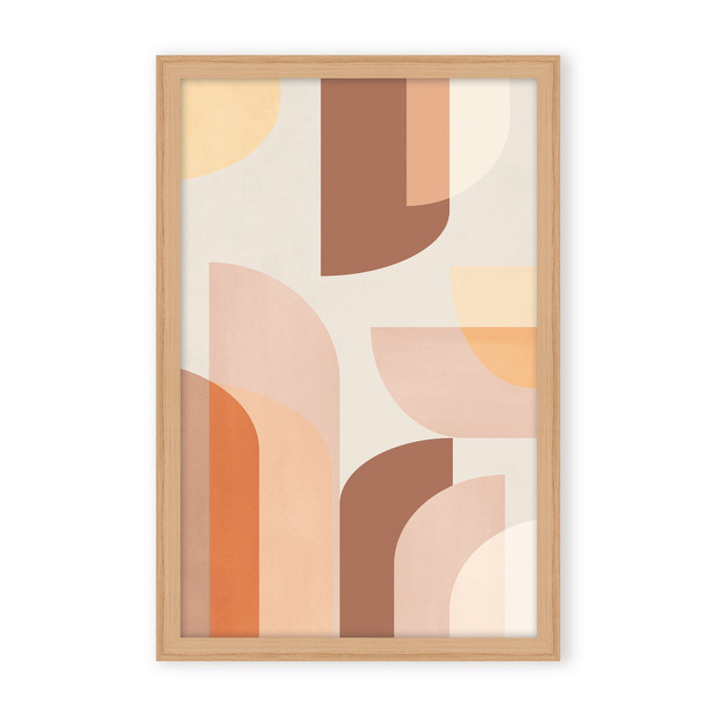 Abstract Retro Geometric by  - Picture Frame Graphic Art on Paper, 24" H x 16" W x 1.125" D, Brown, Framed Matted Print