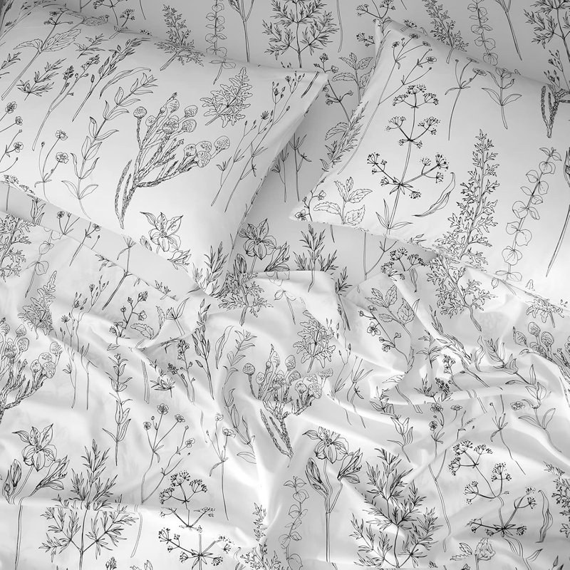 Hyprest Sheets, Soft Breathable Farmhouse Bed Sheet Sets, Deep Pocket Sheets, California King Sheet Set, White Leaf