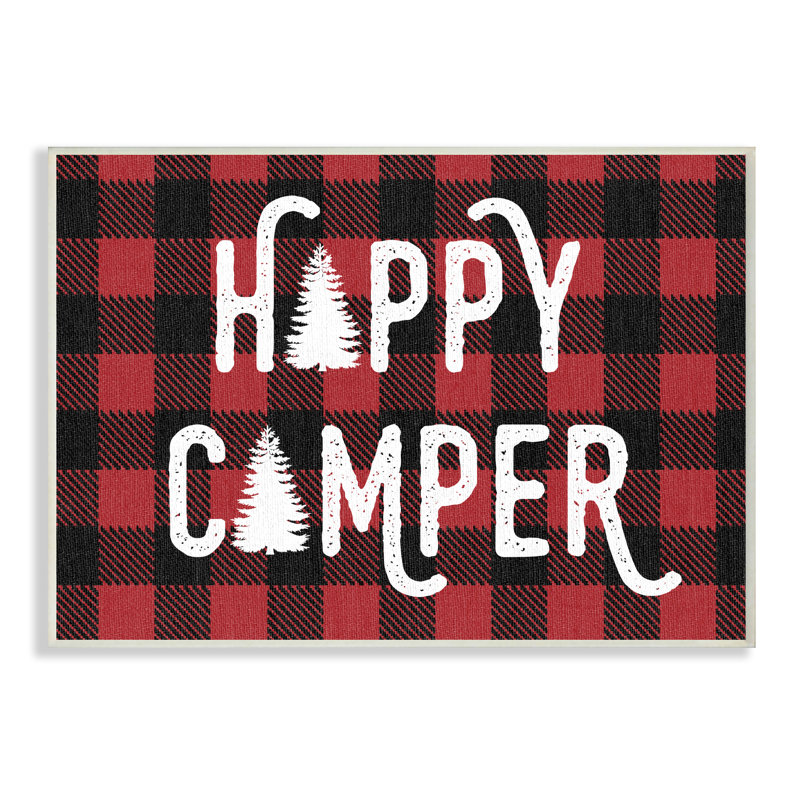 Art mural noir joyeux campeur, H 10 po x l 15 po, Plaque