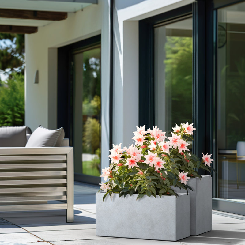 Luecille Handmade Planter Box, Cement Shade