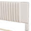 Lit plateforme double tapissier pleine grandeur avec 2 tiroirs et 1 lit gigogne simple, tête de lit classique, beige-1242860450