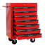 Armoire à outils en métal à 7 tiroirs en rouge et noir, acier laminé à froid, glissières à roulement, capacité de charge de 15 kg, 4 roulettes pivotantes avec option de verrouillage-39418391