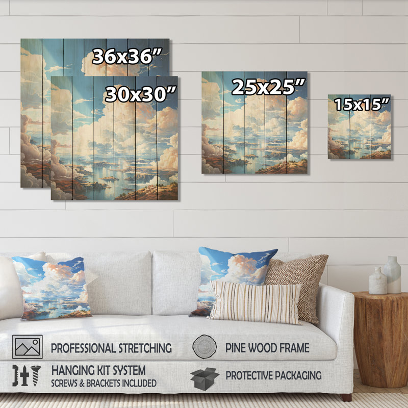 «Sky View The Art Of Clouds II» - impression de nuages sur bois, H 36 po x l 36 po