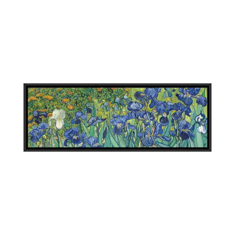 «Irises 1889» par Vincent Van Gogh, impression sur toile, H 12 po x l 36 po x P 1,5 po, Toile avec cadre noir