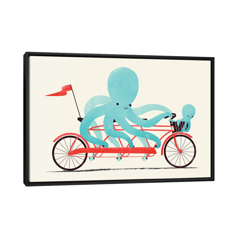«My Red Bike», impression sur toile, H 40 po x l 60 po x P 1,5 po, Toile avec cadre noir, Pas de tapis