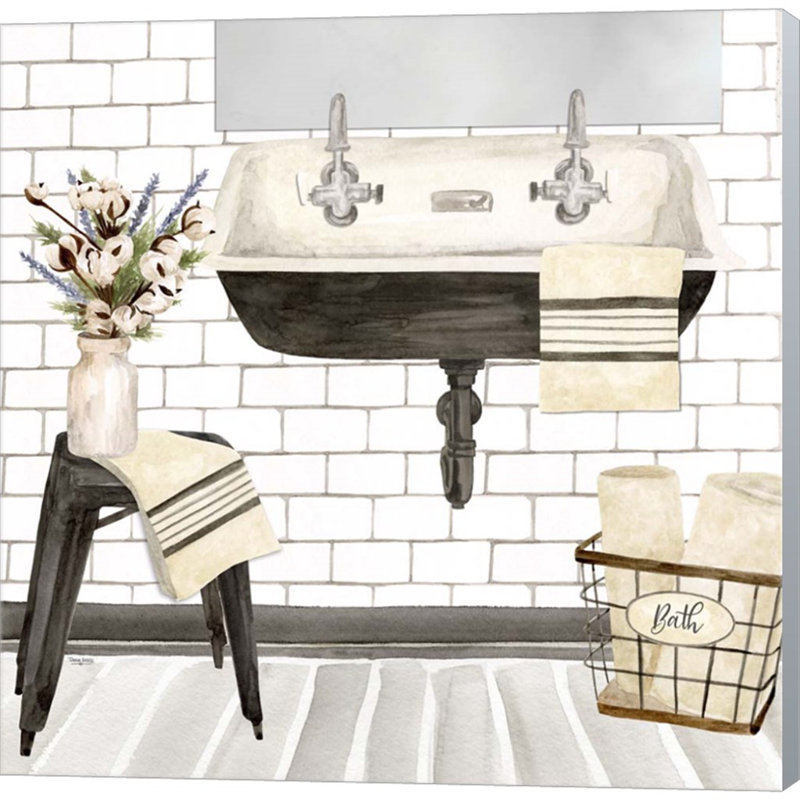 «Farmhouse Bath II Sink» par Tara Reed, art mural sur toile
