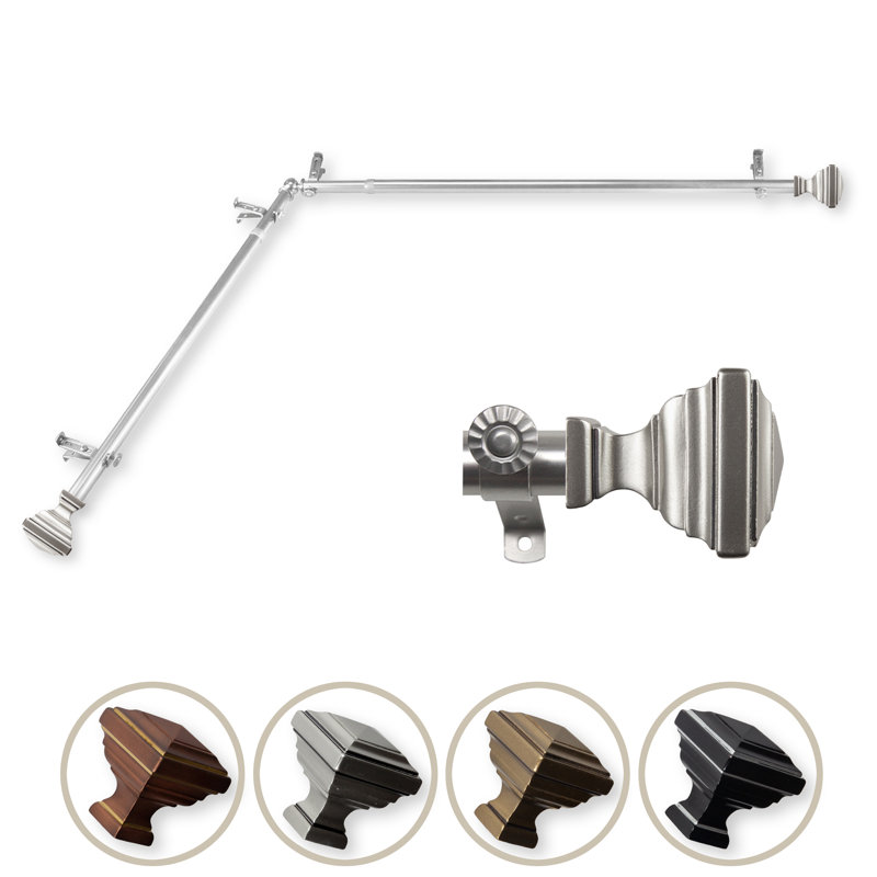 Tringle à rideaux simple en acier inoxydable ajustable de 0,81 po Dnaiel, 28" - 48", Nickel satiné