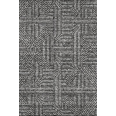 Premium Machine Washable Prisco Charcoal Rug
