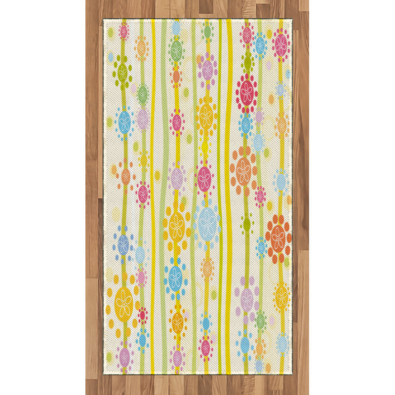 Floral High Density Long Fiber Poly Threads Decorative Area Rug Carpet, Rectangle 2'7" x 5'