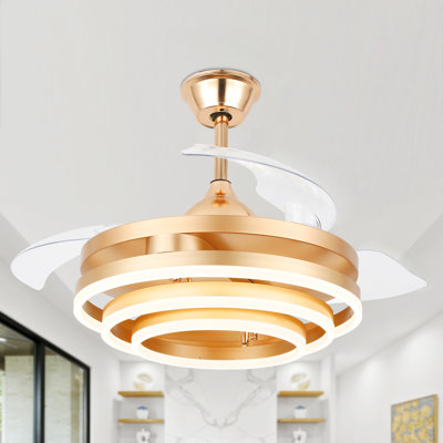 Ventilateur de plafond moderne or et or 42 "Orren Ellis DIY avec lumières et télécommande, ventilateur de plafond silencieux et réversible