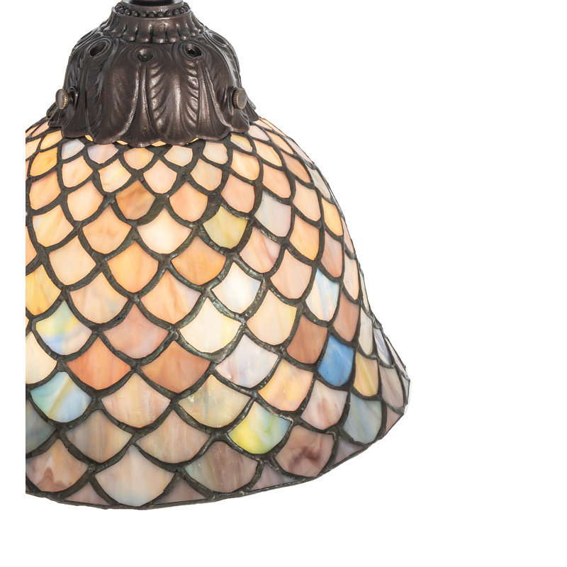 Lampe de table 3 lumières 23 "High Tiffany Fishscale, H 23 po x l 17 po x P 17 po, Jade mauve