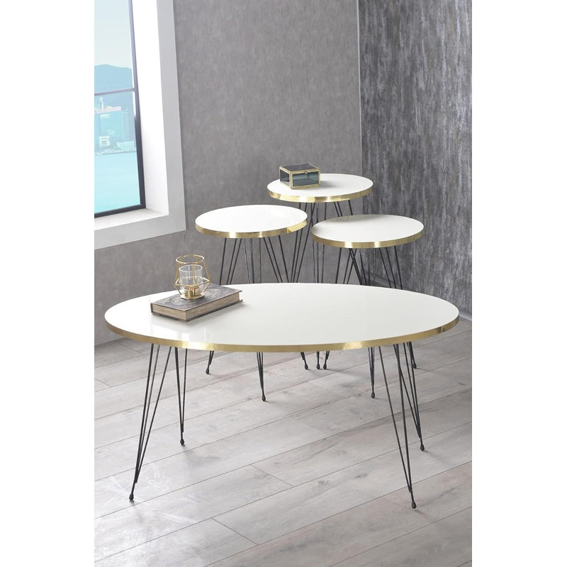 Saige Living Room Table Set, White