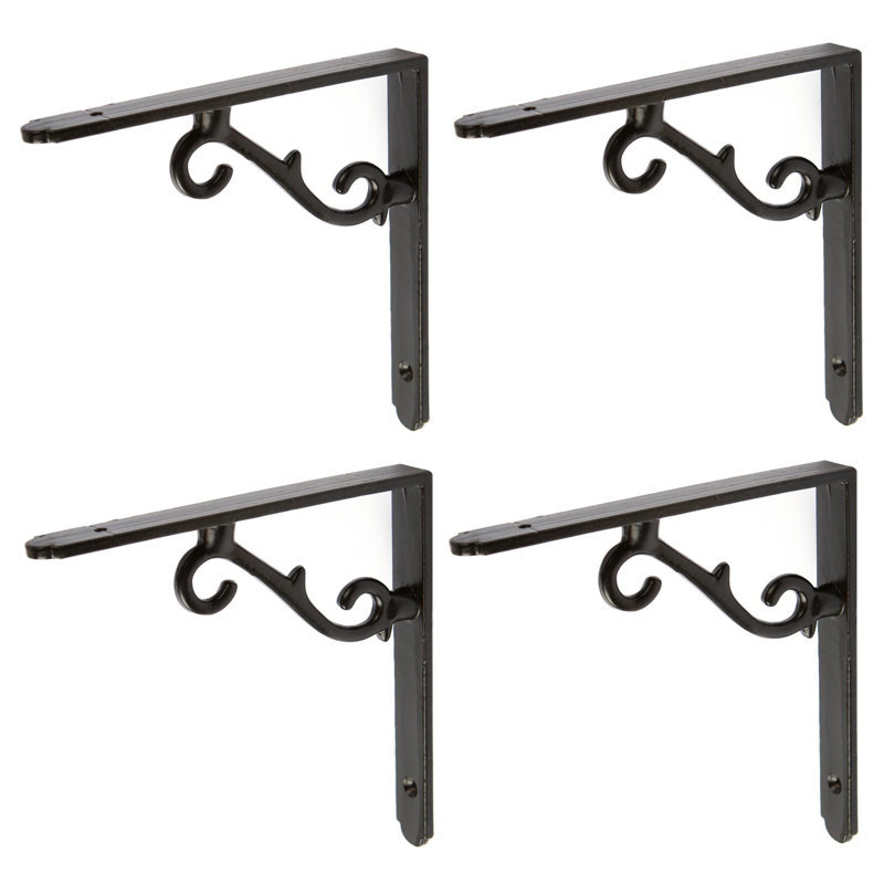 Hammer & Tongs - Scroll Iron Shelf Bracket - D155mm - Black