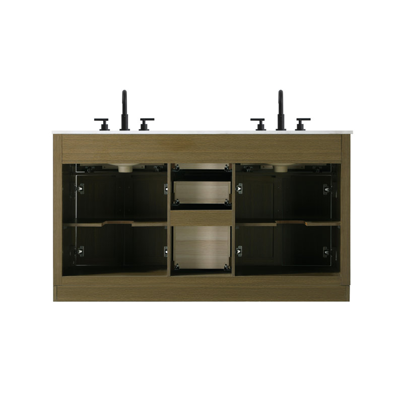 Meuble-lavabo double 60 po Ahner, Châtaignier brun