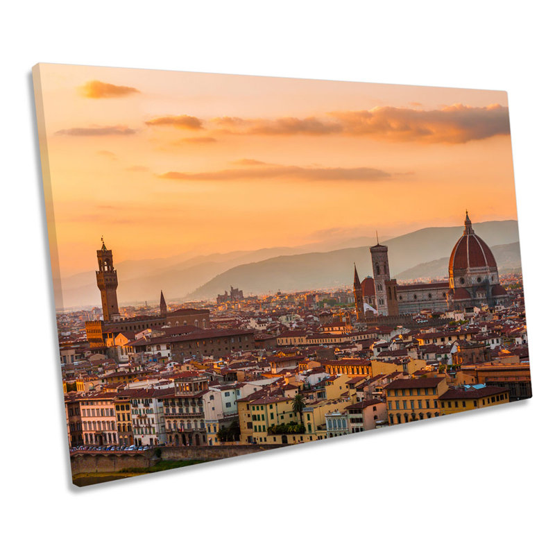 Florence Sunset City Skyline - Wrapped Canvas Print, 30.5cm H x 45.7cm W