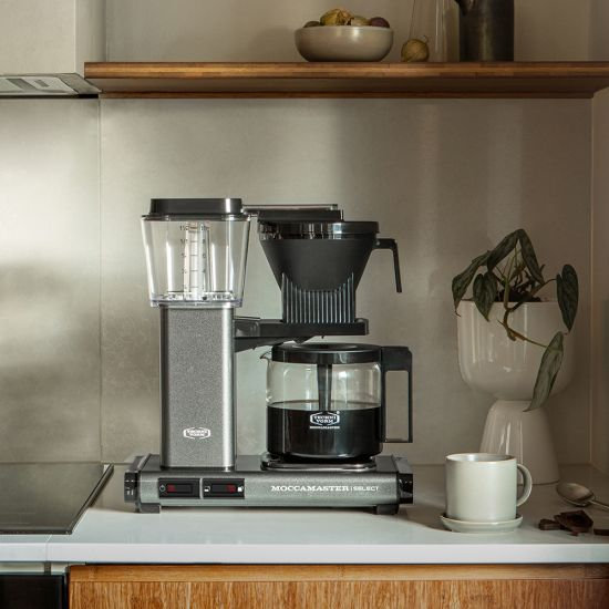 Moccamater KBG Select Filter Coffee Machine, 1.25L - Polished Silver, Stone Grey
