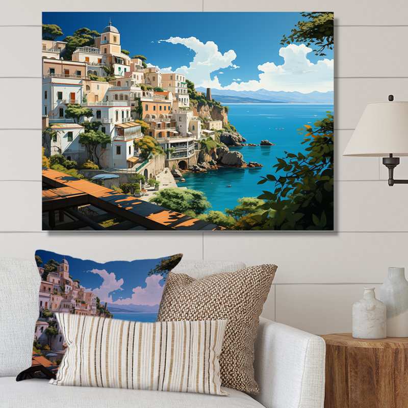 Capri, Italie, paysage côtier, rêve III - Italie, art mural paysage, Toile tendue, H 12 po x l 20 po x P 1 po