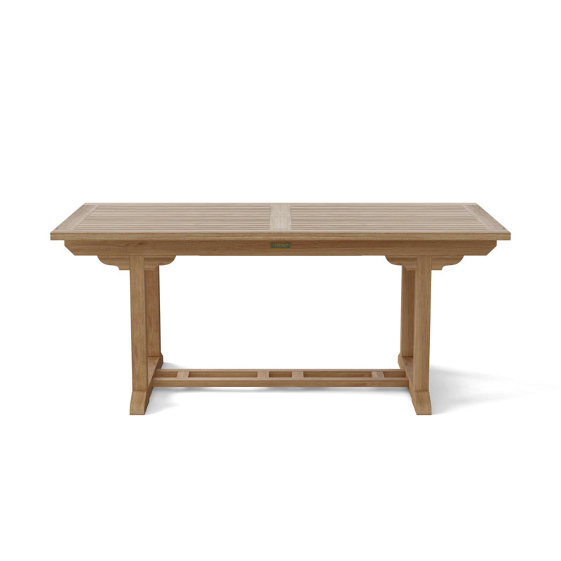 Extendable Rectangular Teak Outdoor Dining Table, 29" H x 36" W x 94" D