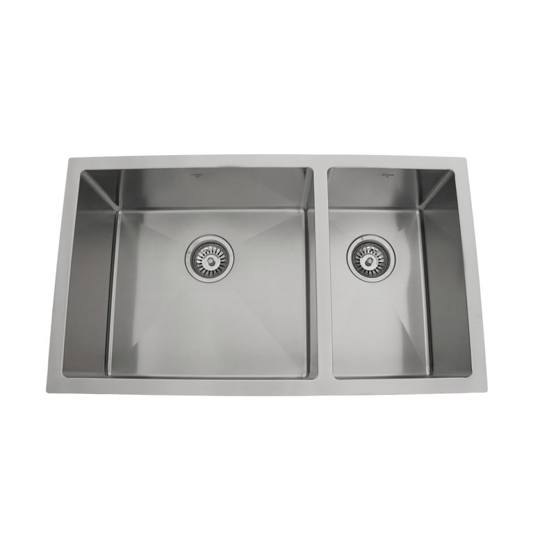 Évier de cuisine encastré en acier inoxydable à double cuve encastrée 32 po x 18 po ONEX®