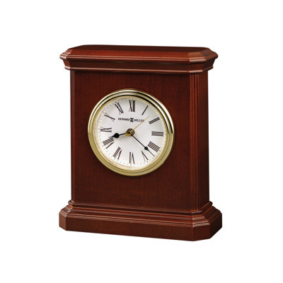Traditional Roman Numeral Quartz Movement / Crystal Tabletop Clock in Windsor Cherry