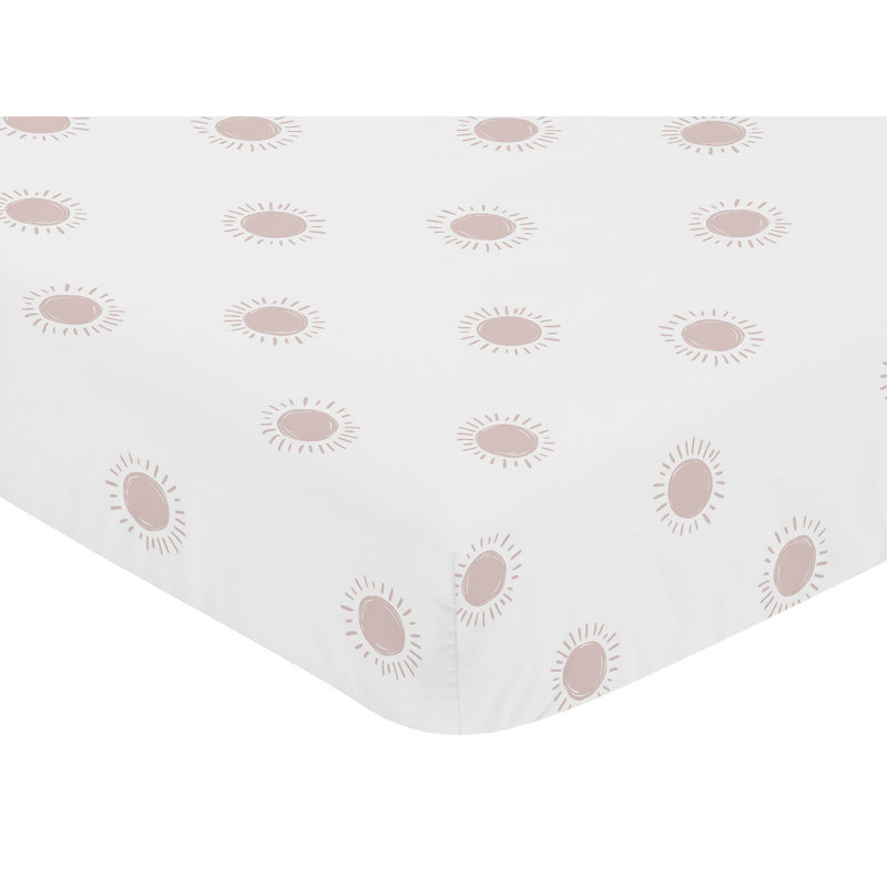 Drap-housse pour lit de bébé Boho Sun Sun, Blanc / rose mauve