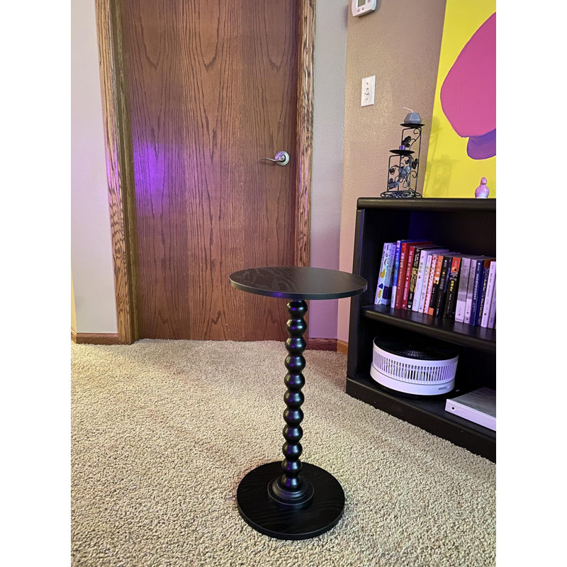 Modern Accent Table Martini Table with Solid Wood Leg Round End Tables Side Table, Black