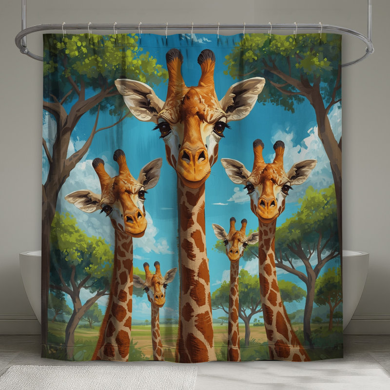 Ensemble de rideaux de douche Group Of Giraffes, L 70 po x H 72 po