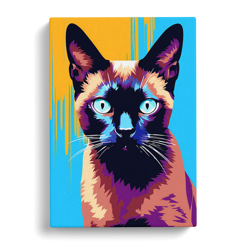Siamese Cat Pop - Wrapped Canvas Print, 50cm H x 35cm W x 3cm D