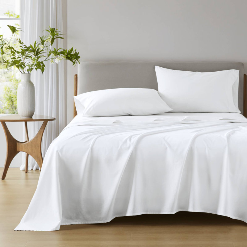 Cotton 144TC Breathable 100% Cotton Sheet Set, White, Twin XL Sheet Set with 1 Pillowcase