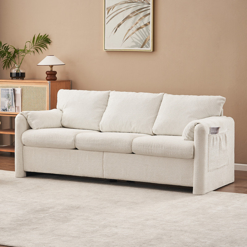 Canapé moderne en chenille 3 places - Canapé moelleux à assise profonde et mousse haute densité