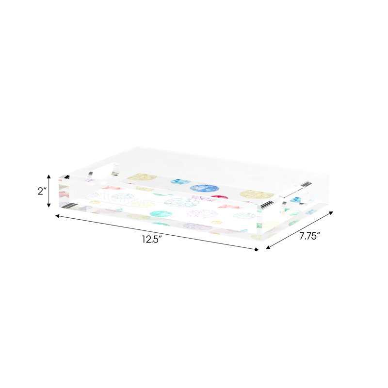 Jewel Acrylic Rectangle Decorative Tray, 2" H x 12.5" W x 7.75" D