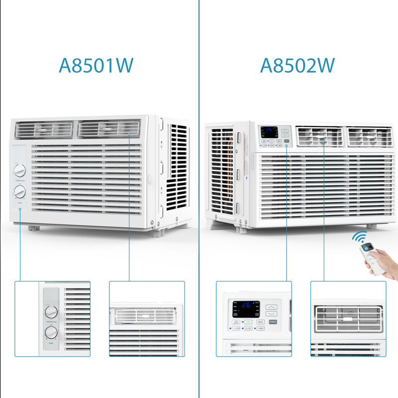 5,000 BTU Window Air Conditioner, 2 Cooling Mode & 2 Fan With 7-Speed Adjustable Thermostat, Cools 150 Sq. Ft
