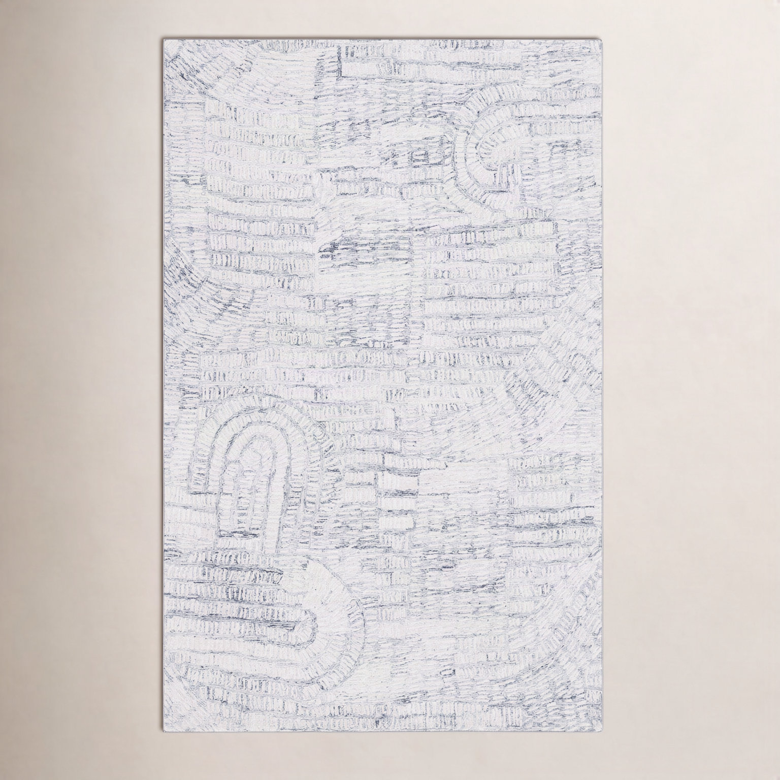 Audrina Gray Ivory Hand-Tufted Abstract Rug, Rectangle 4' x 6'