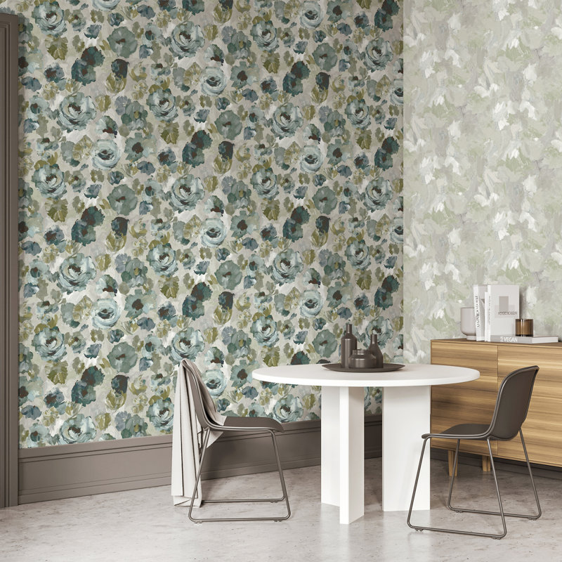 Thaler Large Paeonia Shimmery Flowers 8.5M X 70Cm Wallpaper Roll, Green