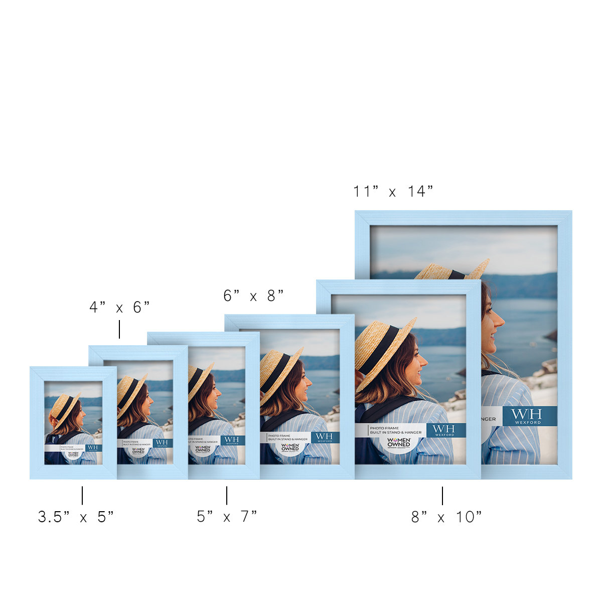 Apolline Wood Picture Frame, 11" x 14", Baby Blue