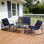 Kozyard Sofia 4-Piece Outdoor Patio Furniture Set, Textilene Conversation Set with Metal Frame, Loveseat, 2 Chairs & Table, All-Weather Seating for Porch, Balcony, Backyard (NavyBlue)