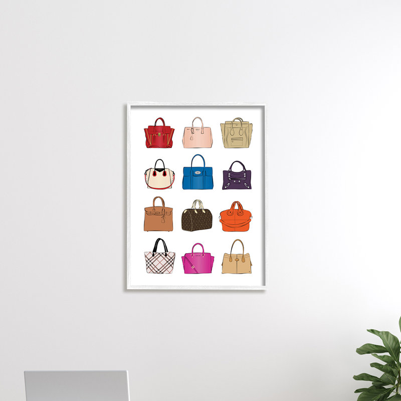 Tableau de sac à main Glam Designer, H 30 po x l 24 po, Giclée encadrée blanc bord de mer