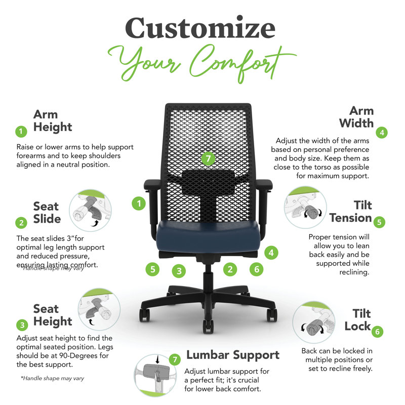 HON Ignition 2.0 ReActiv Ergonomic Office Chair, Advanced Tilt, Black Frame, Ocean, Ocean, Advanced Tilt, Black