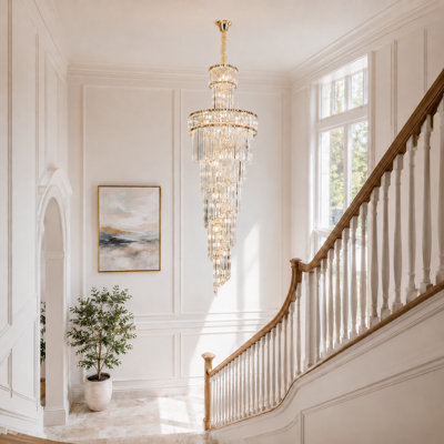 23-Light Crystal Dimmable Tiered Chandelier