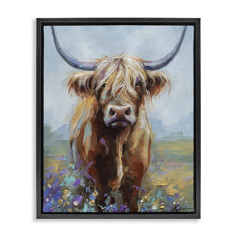 Cadre flottant Highland Cow, Cadre flottant noir de jais, H 21 po x l 17 po