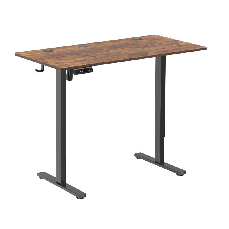  Sit-stand Desk With Usb Ports And Storage In Brown