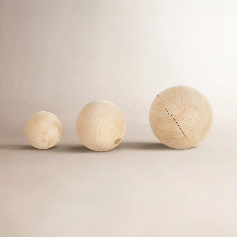 Cole And Grey Wood Handmade Decorative Ball Orbs & Vase Filler With Varying Sizes