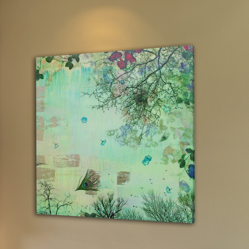 Peacock Feather by Tracy Silva Barbosa - Wrapped Canvas Painting, 46 cm H x 46 cm W