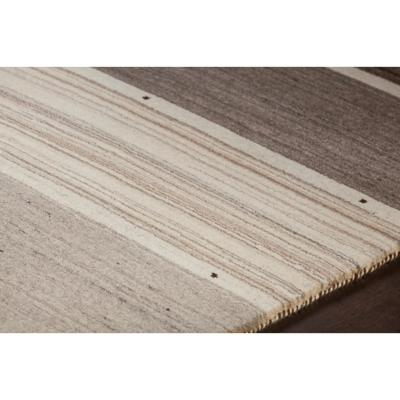 Roxanne Hand-Knotted Wool Striped Rug – Brown/Gray, 5' x 7'6"