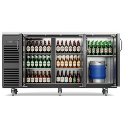 72 po l 25,6 pi³ Réfrigérateur commercial en acier inoxydable noir