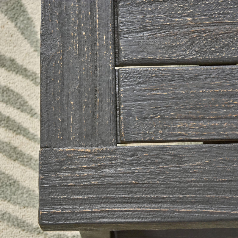 Outdoor Acacia Wood Dining Bench,Dark Grey, Gray